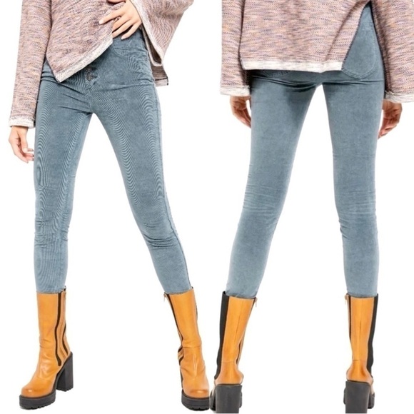 Free People Pants - Free People Sun Chaser Corduroy Skinny‎ Morning Waves Pant Size 30 Women